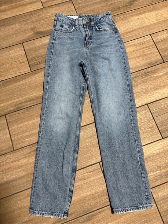Zara Denim - ZARA Classic High-Rise Straight Leg Jeans - Light Blue
